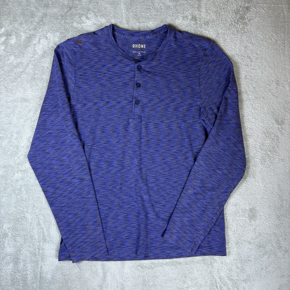 Rhone Shirt Mens Medium Henley Neck Long Sleeve Tee‎ 3 Button
